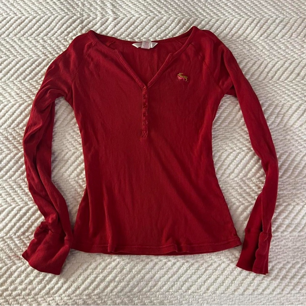 Xhilaration Red Button-Front Blouse